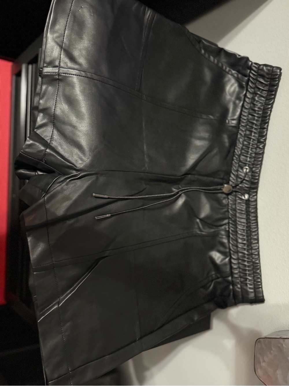 NWT Meavin Black Faux Leather Shorts